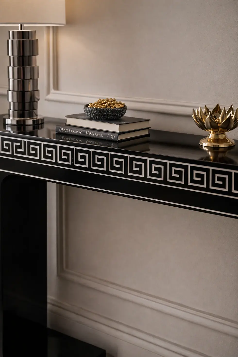 bone inlay console close up