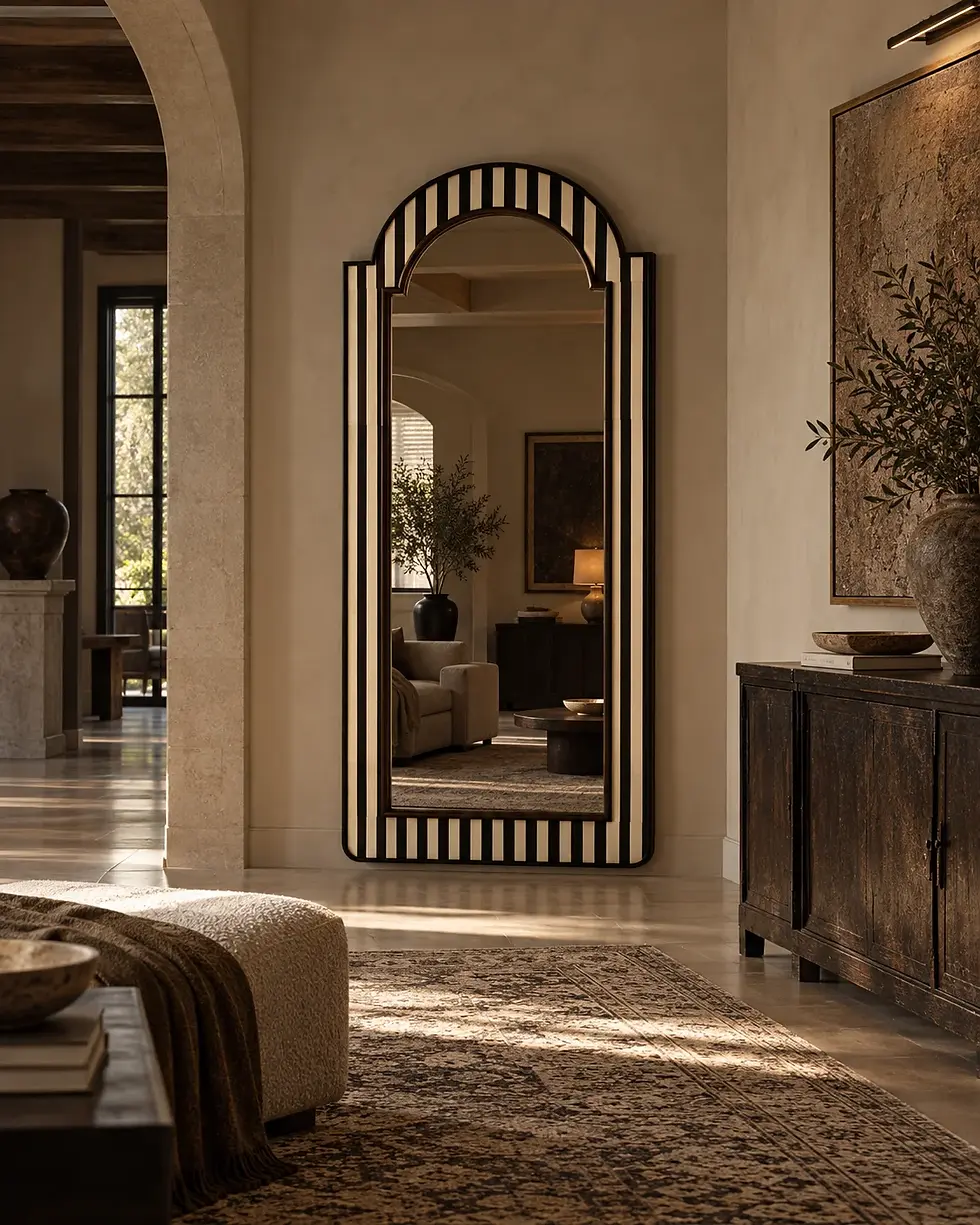 striped bone inlay mirror