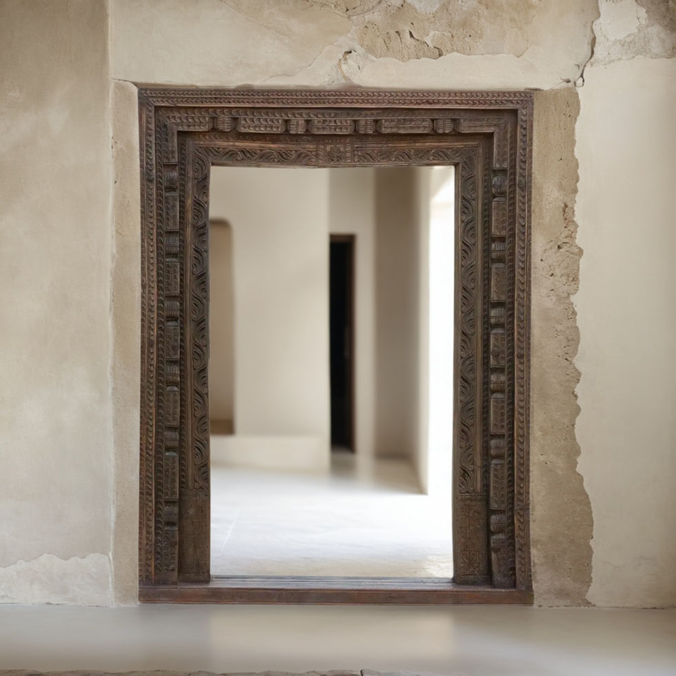 carved wooden Indian mirror