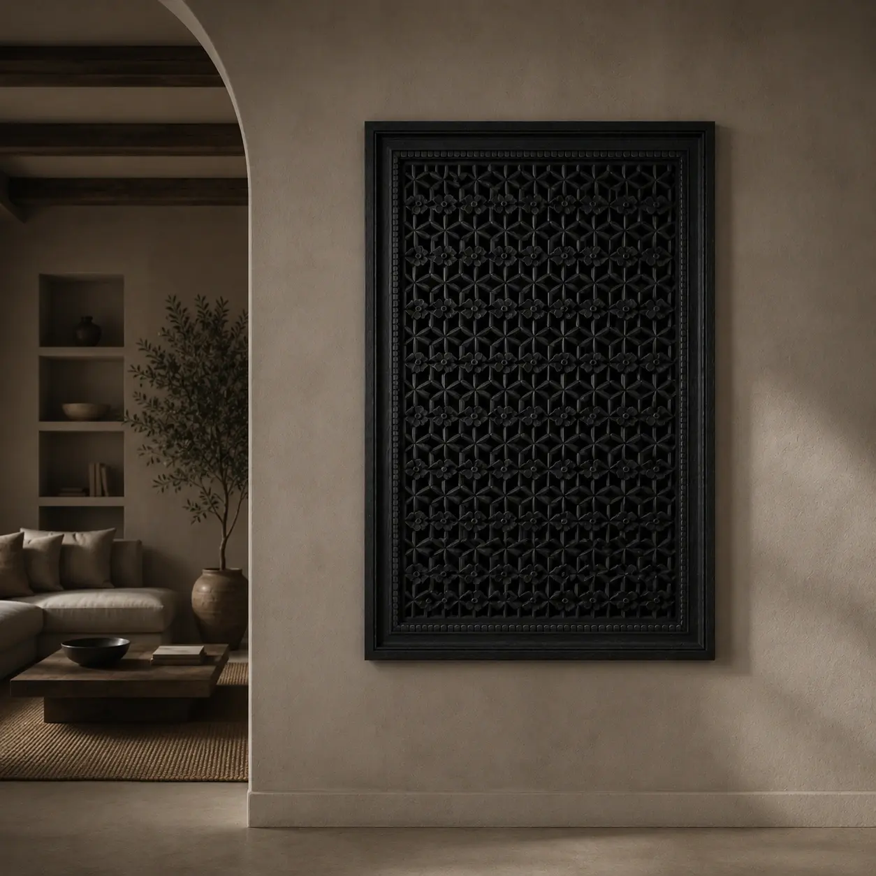 carved wooden wall decor panel