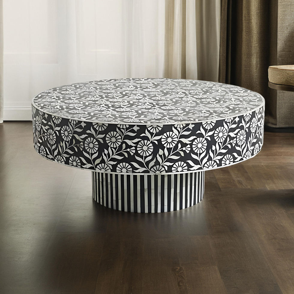 bone inlay round coffee table