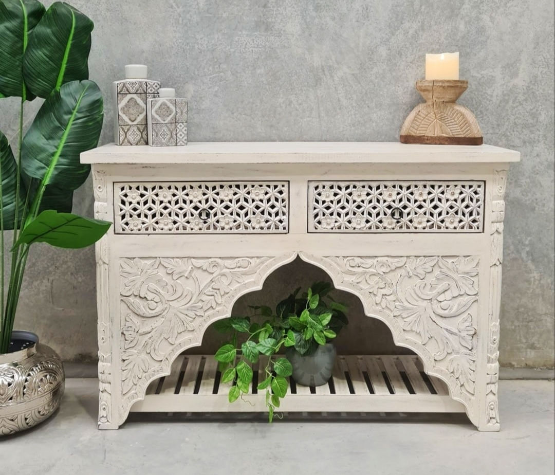 The Shalimar Rustic White Console | The Jodhpore