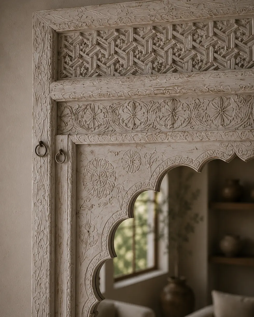Thumbnail: carved wooden wall mirror