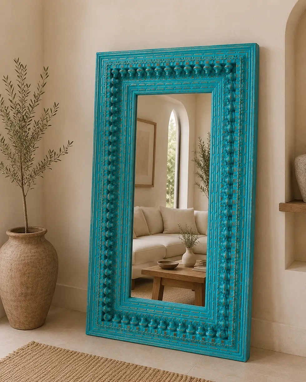 carved wooden wall mirror