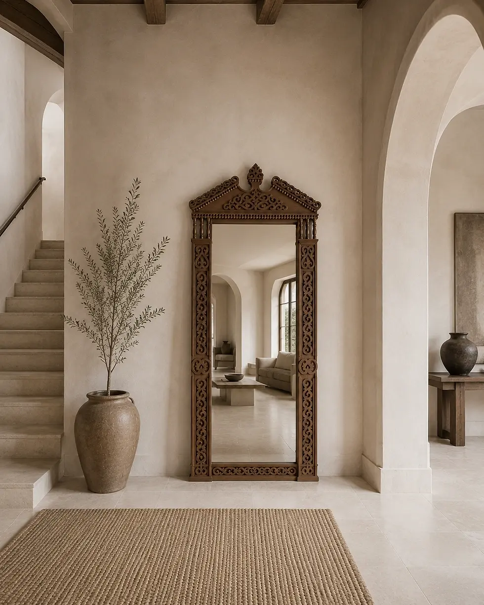 carved wood mirror