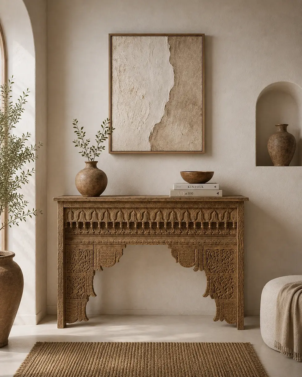 carved wooden console