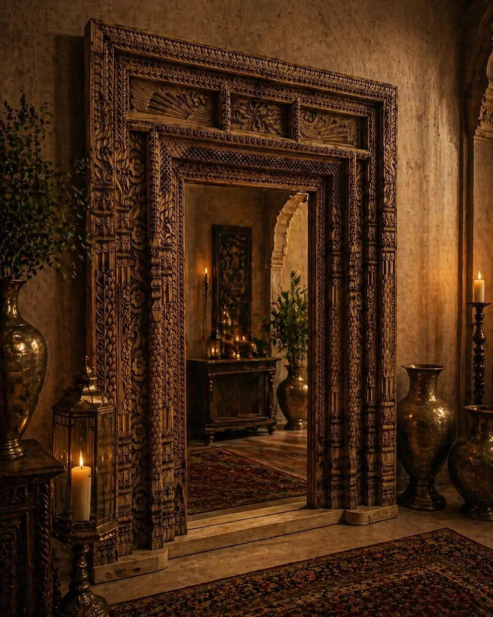 Thumbnail: carved wooden mirror