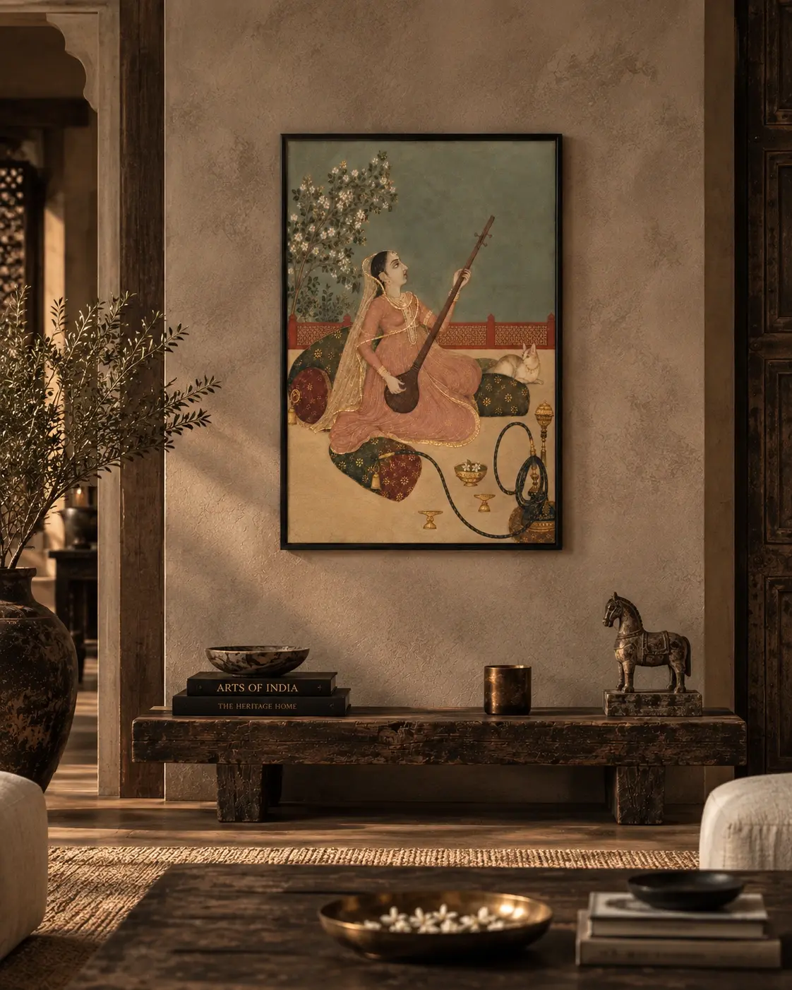 Mughal court royal musician art poster