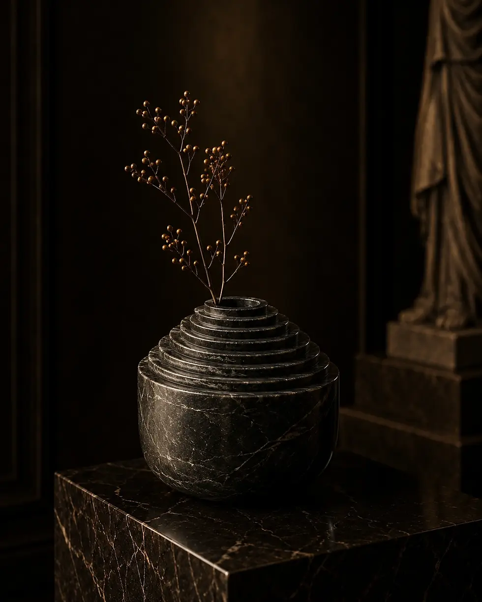 black marble vase