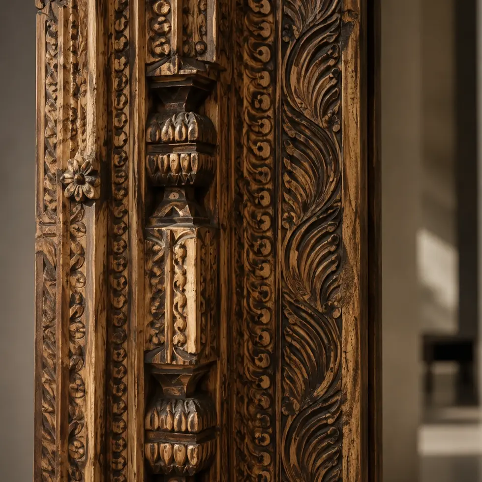 handcrafted solid teak wood mirror