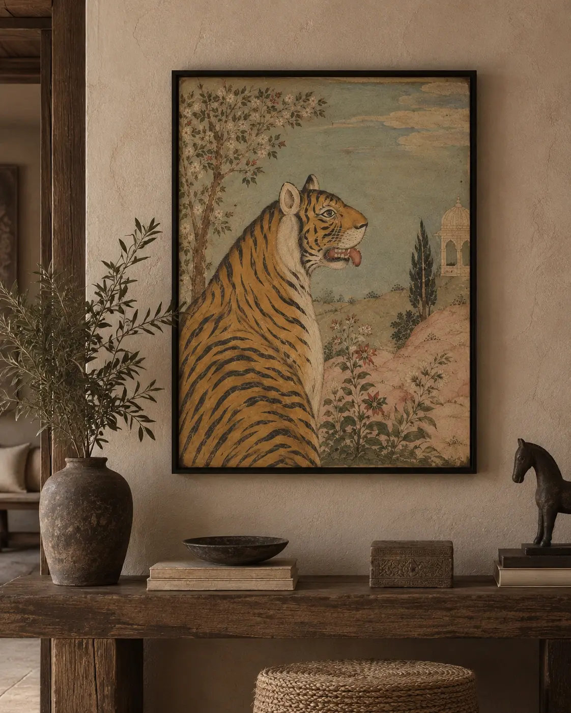 mughal tiger wall art poster