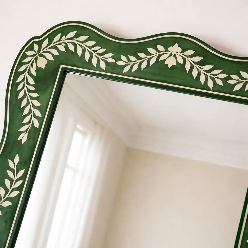 bone inlay wall mirror close up