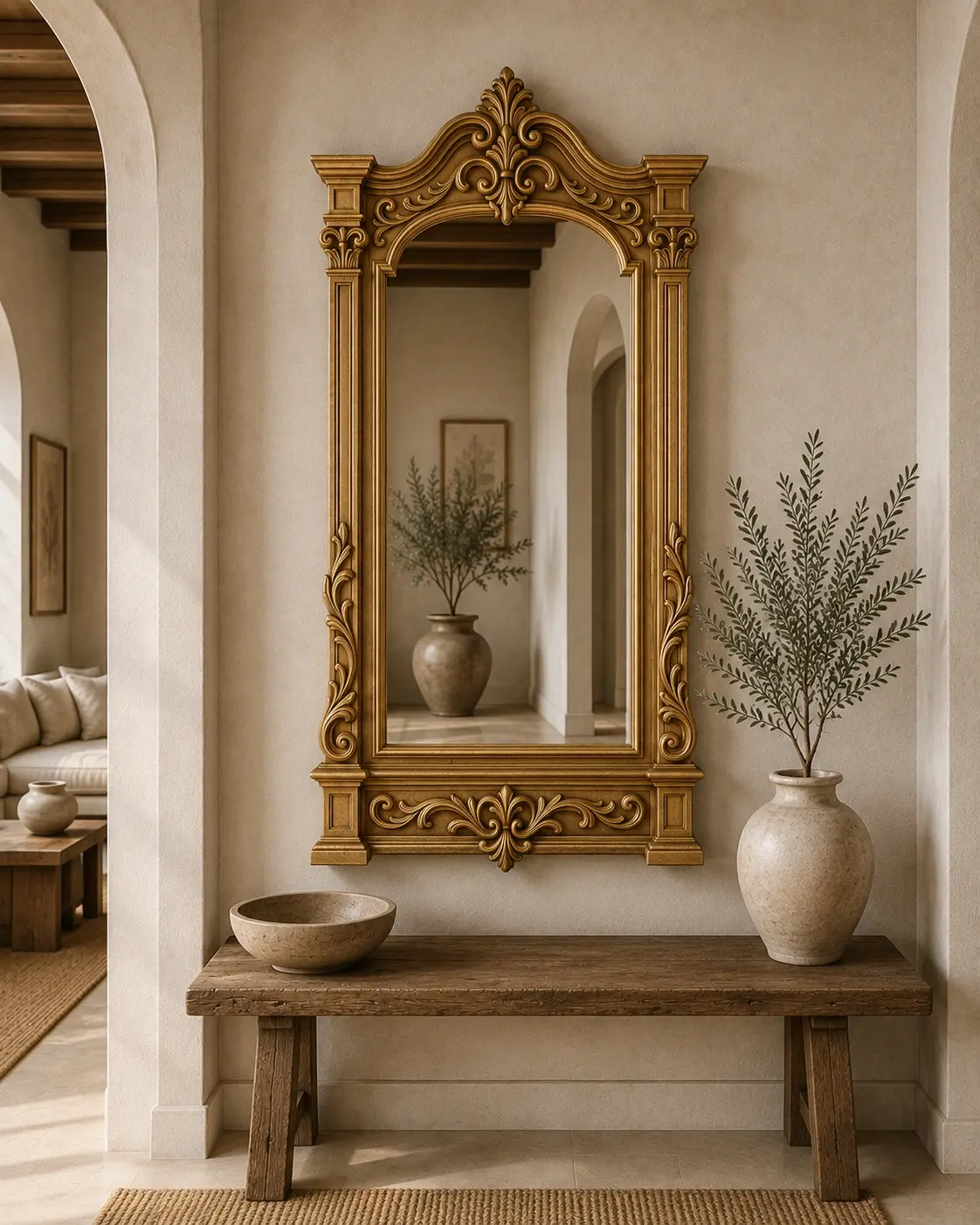 carved wooden mirror