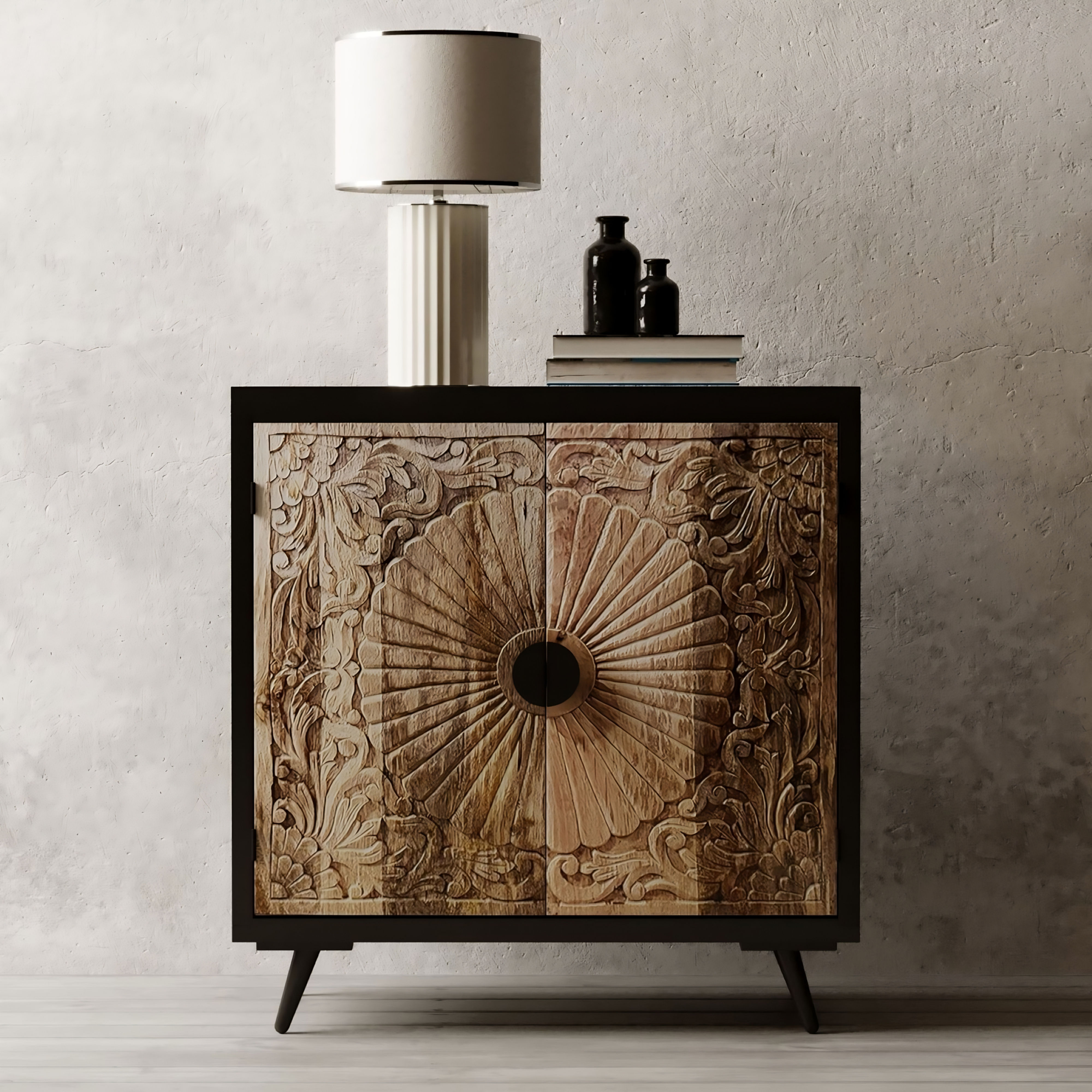 The Bamiyan Floral Wooden Cabinet