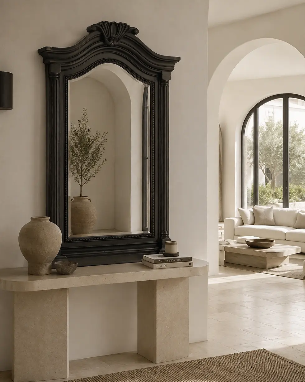 black wooden mirror