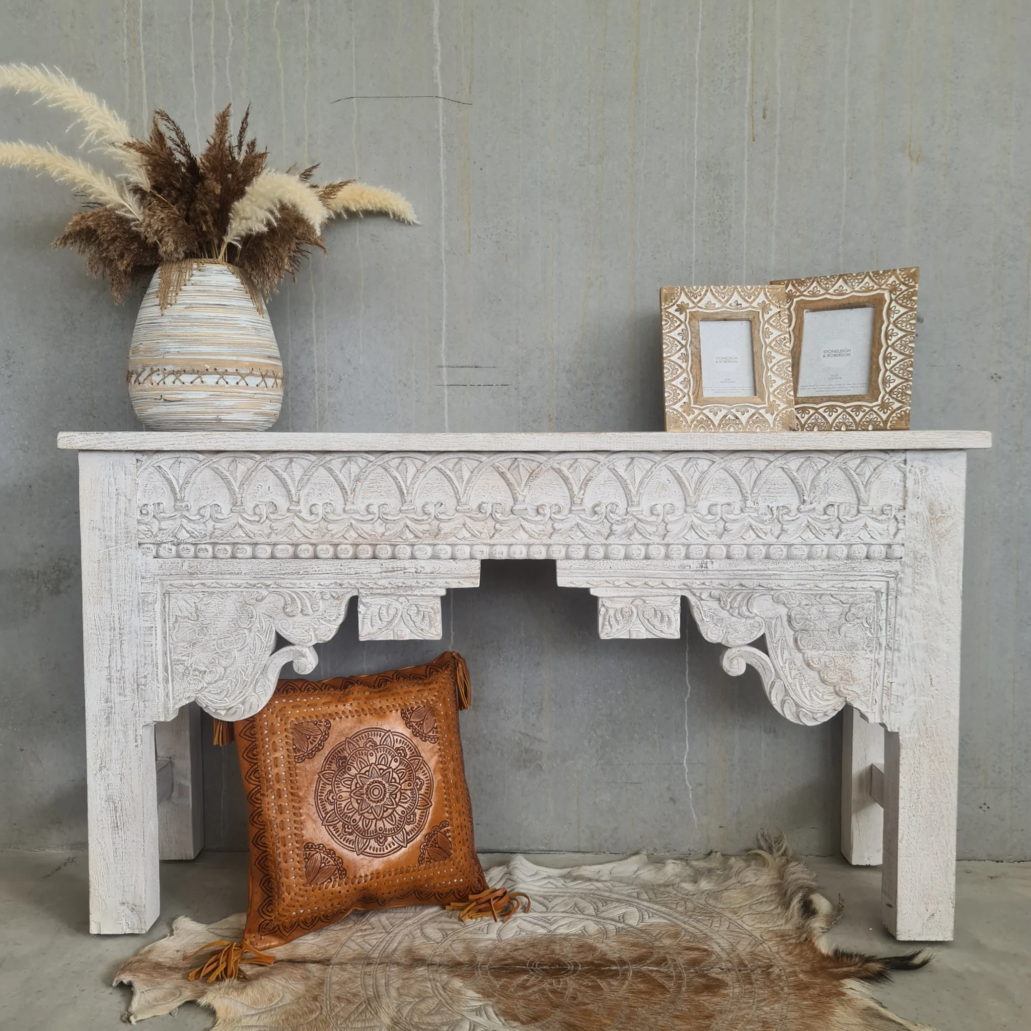 The Rajsamand Rustic White Console | The Jodhpore