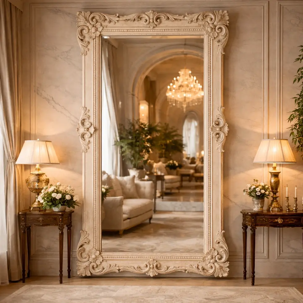 carved wooden mirror