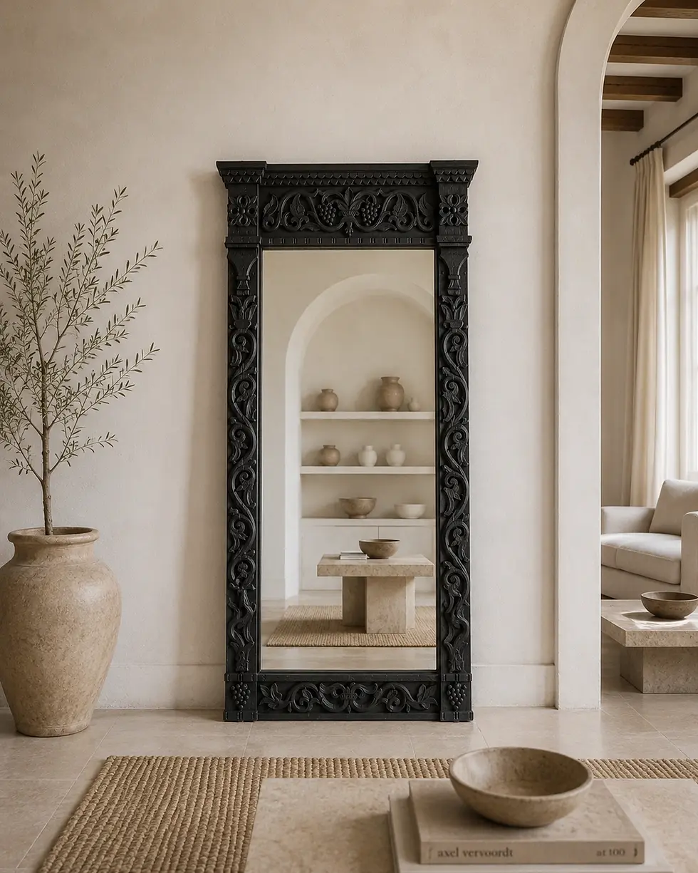 carved wooden mirror