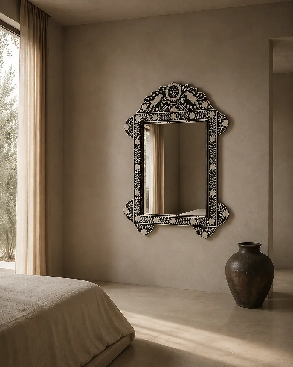 handmade bone inlay wall mirror