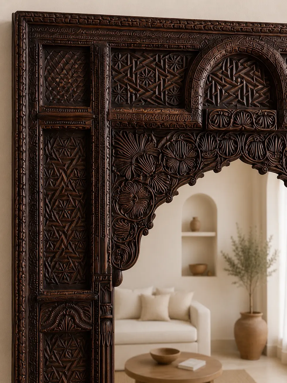 Thumbnail: carved wooden mirror