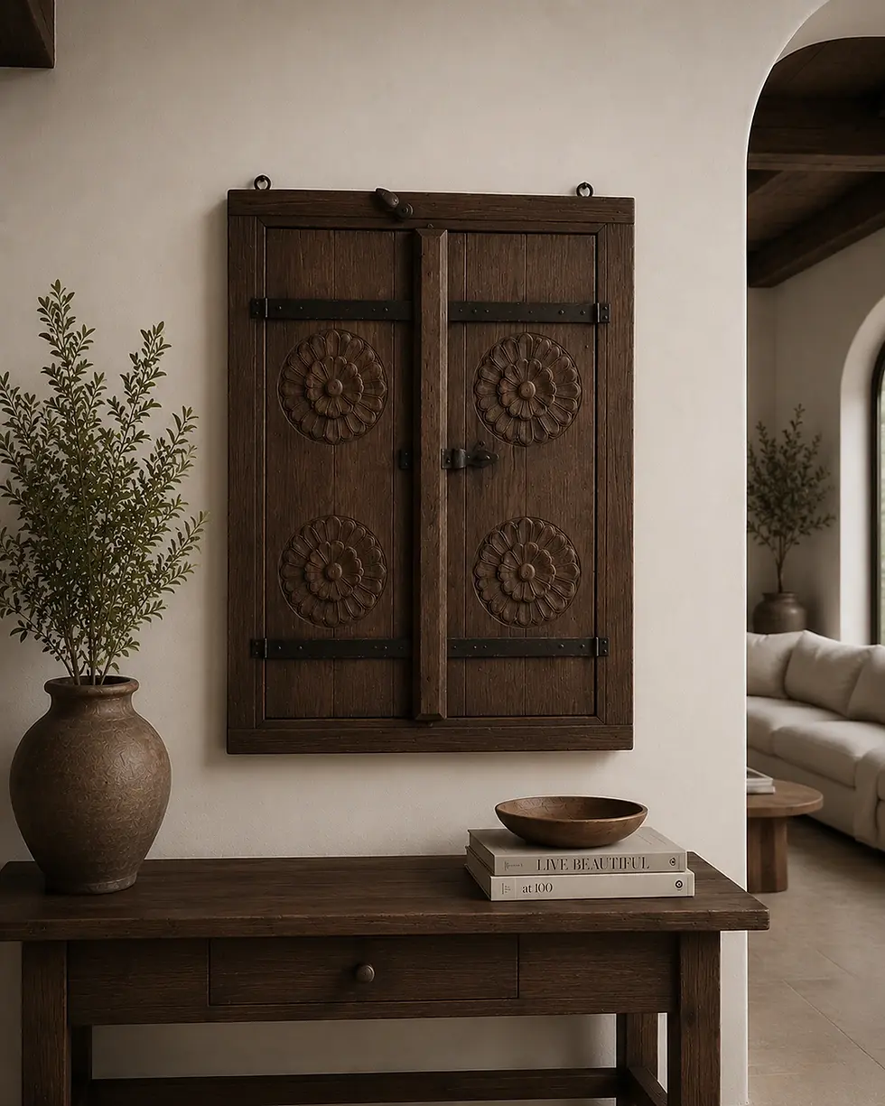 carved wooden wall panel