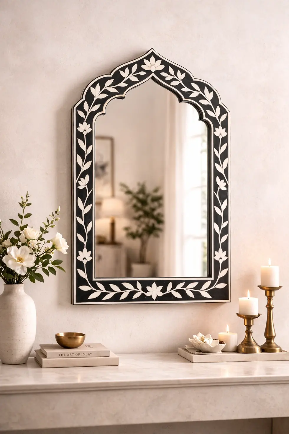 bone inlay wall mirror