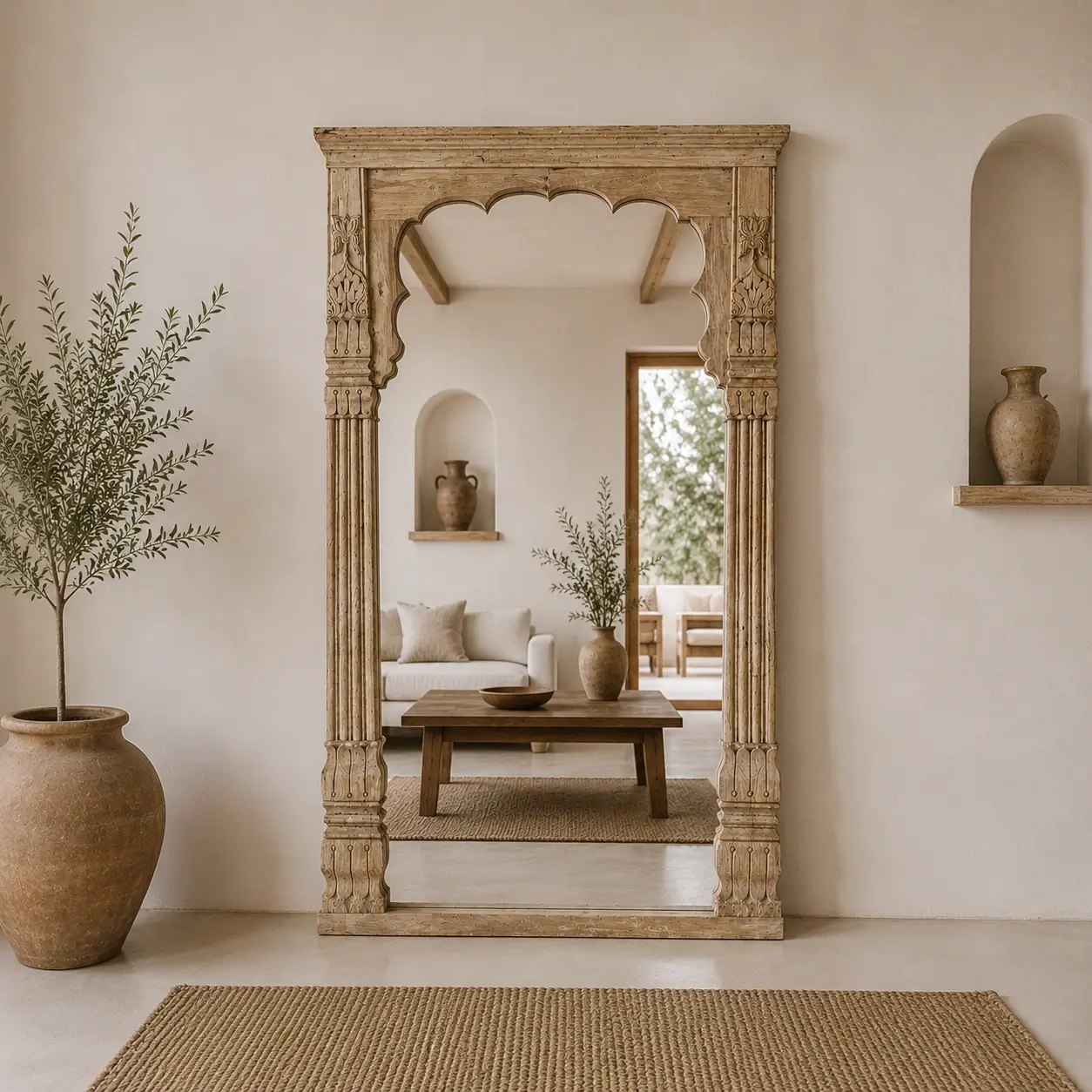 Carved wooden mirror