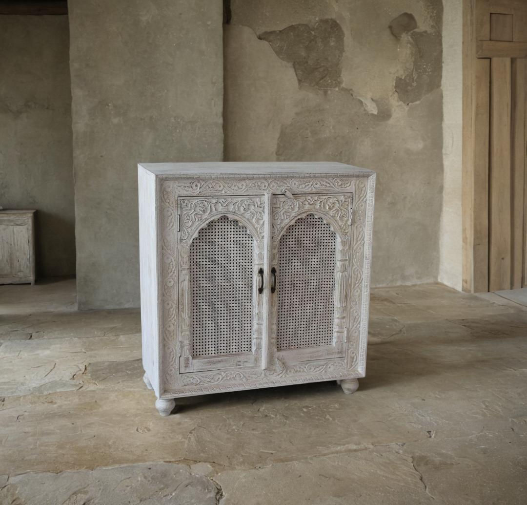 The Asita Rustic White Wooden Cabinet | The Jodhpore