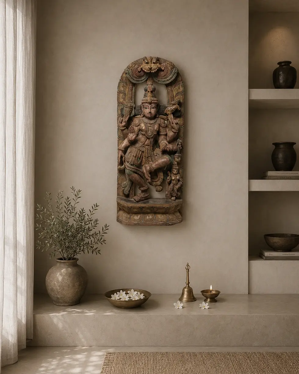 handcrafted wooden lord shiva wall sculpture