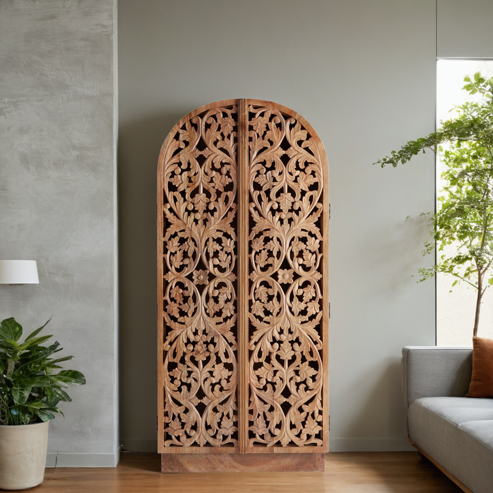 wooden carved armoire
