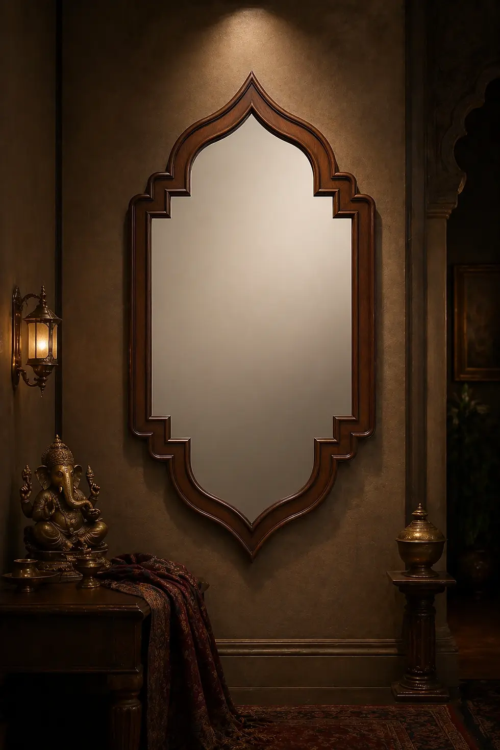 wooden arch mirror