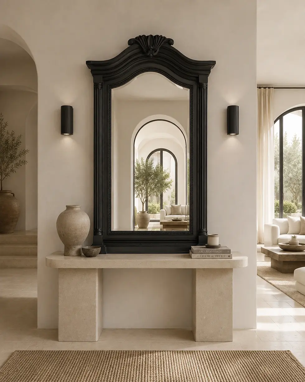 black wooden mirror