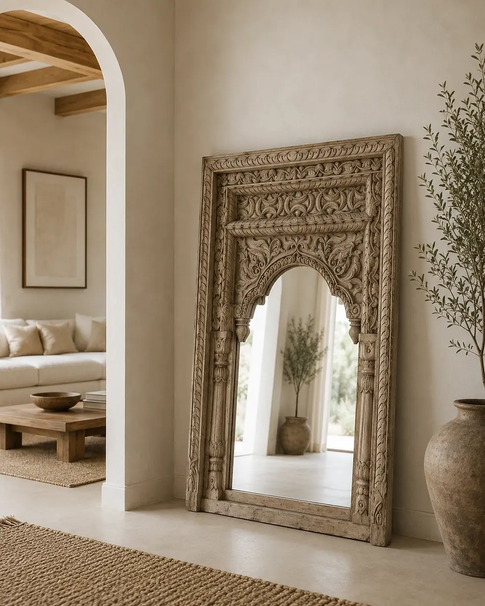 carved wooden wall mirror