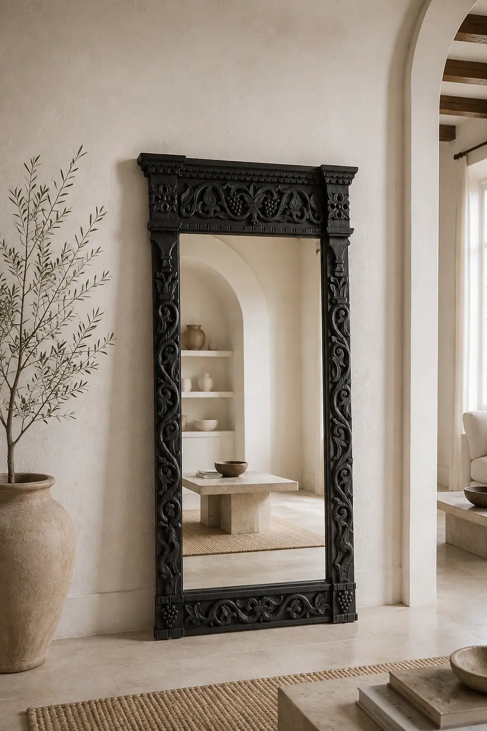 carved wooden mirror