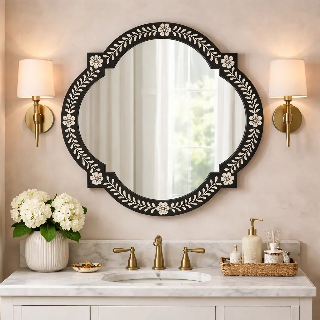 bone inlay wall mirror