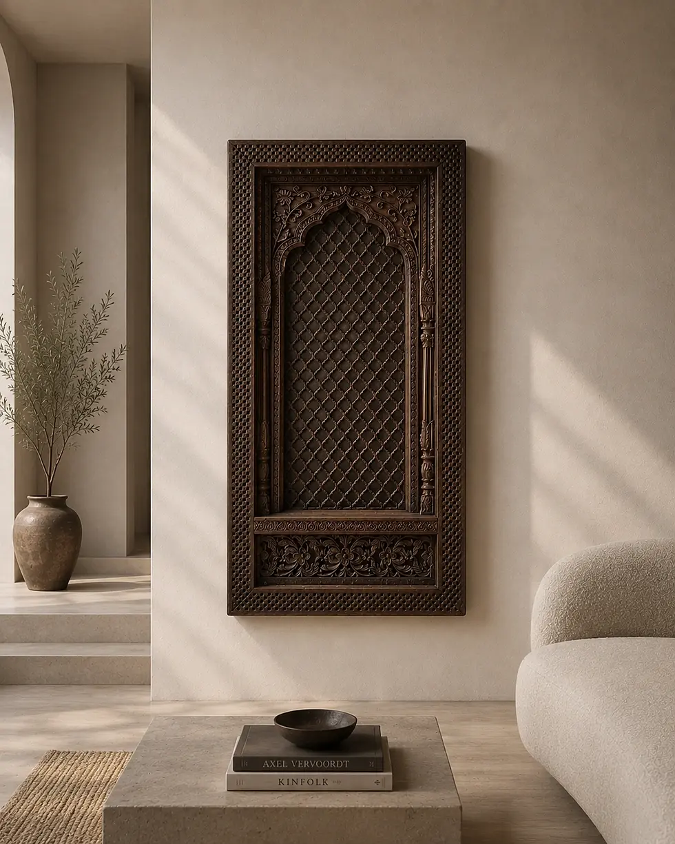 handcarved wooden wall panel