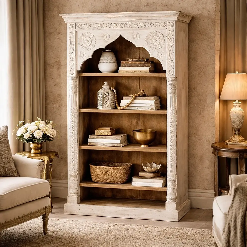 carved wooden book shelf