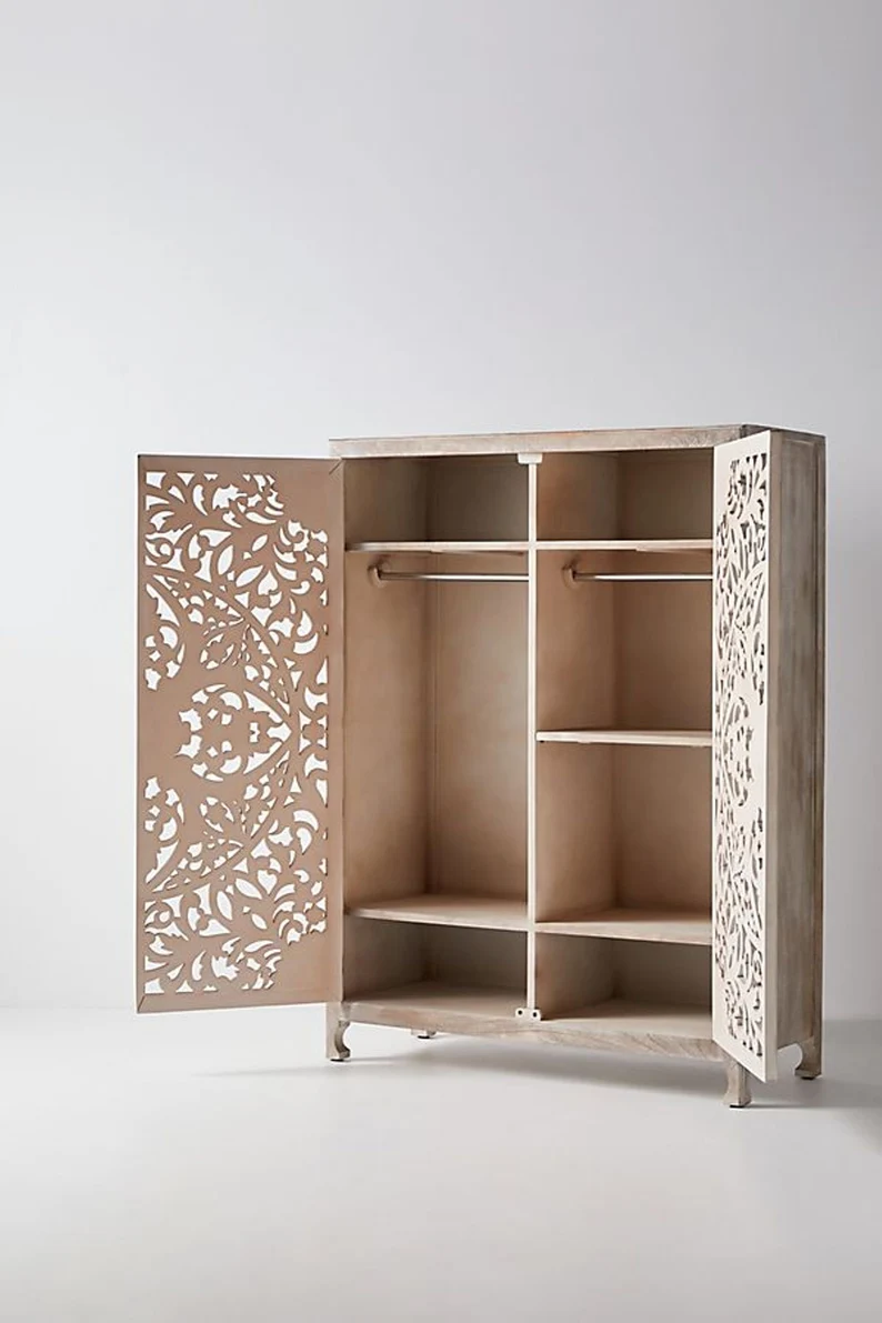 Thumbnail: The Pranali Carved Rustic Armoire