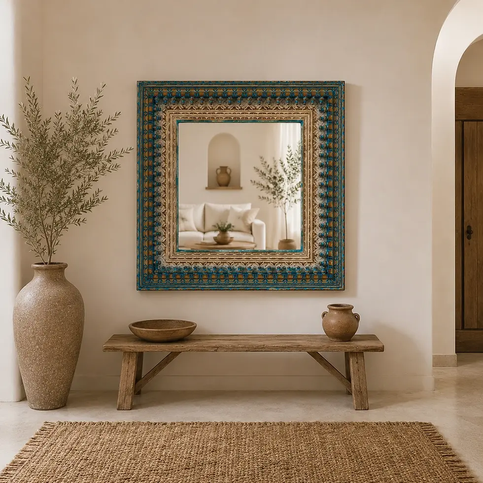 carved wooden wall mirror