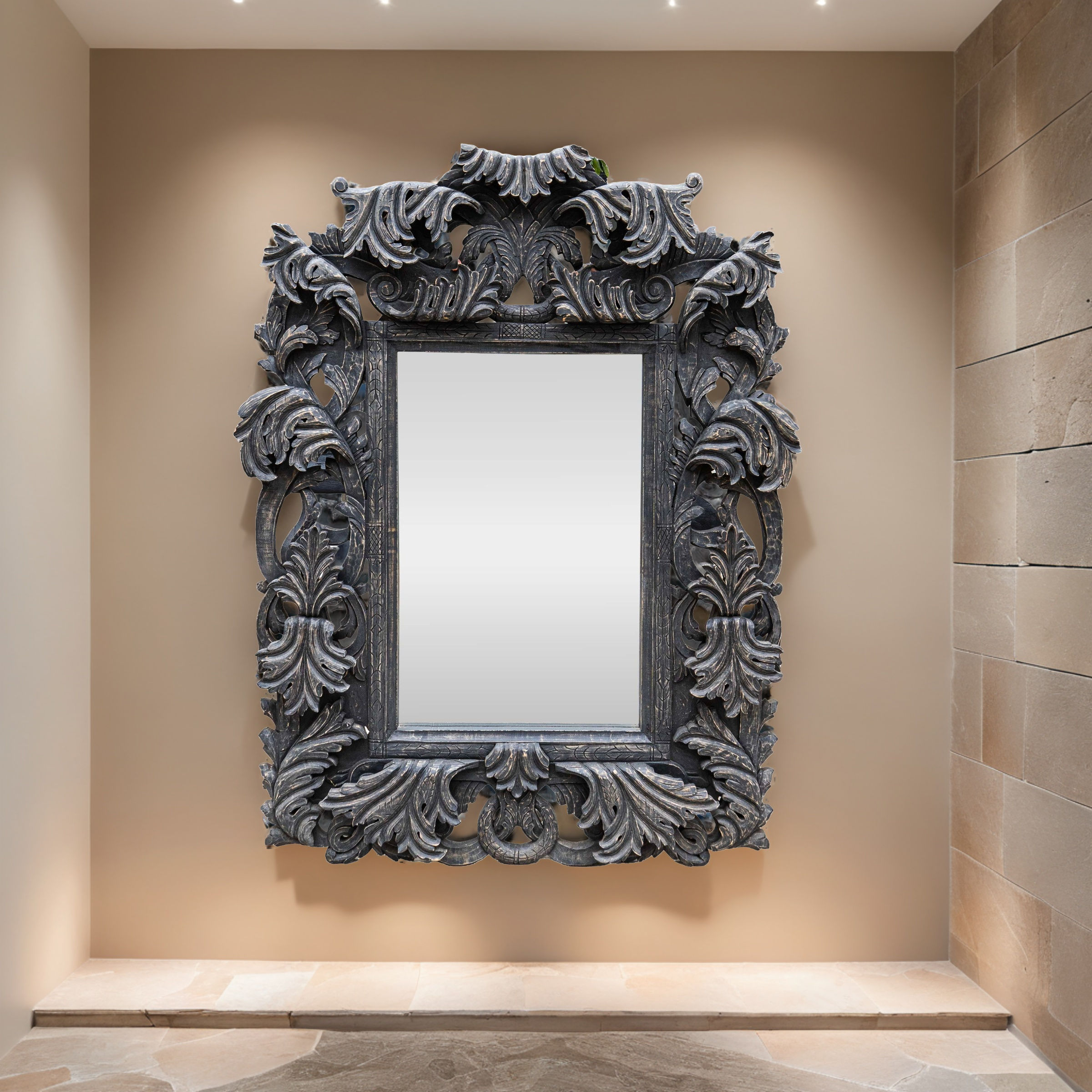 The Rayavadee Rustic Gray Wooden Mirror | The Jodhpore