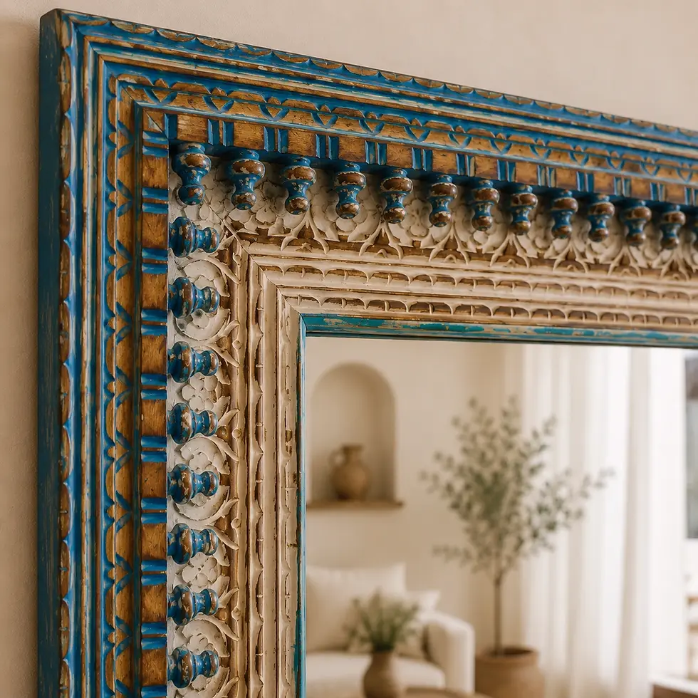 Thumbnail: carved wooden wall mirror