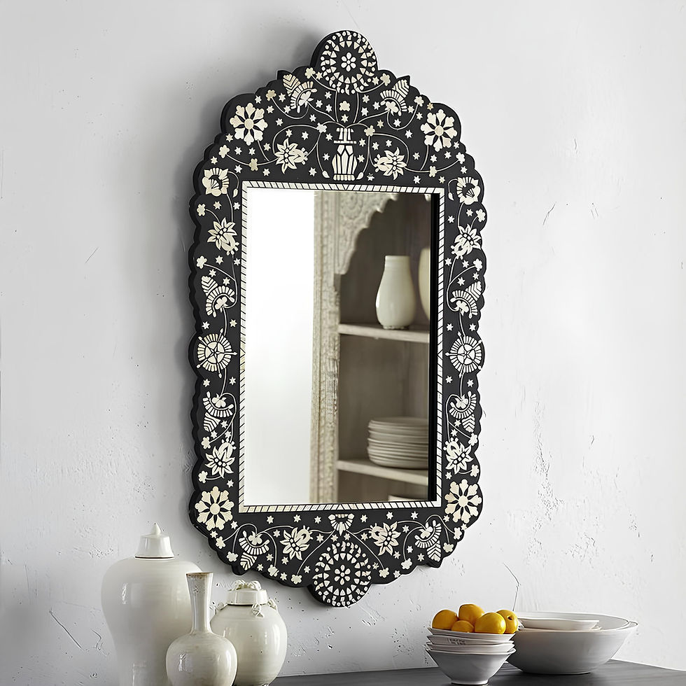 The Paritra Bone Inlay Wall Mirror | The Jodhpore