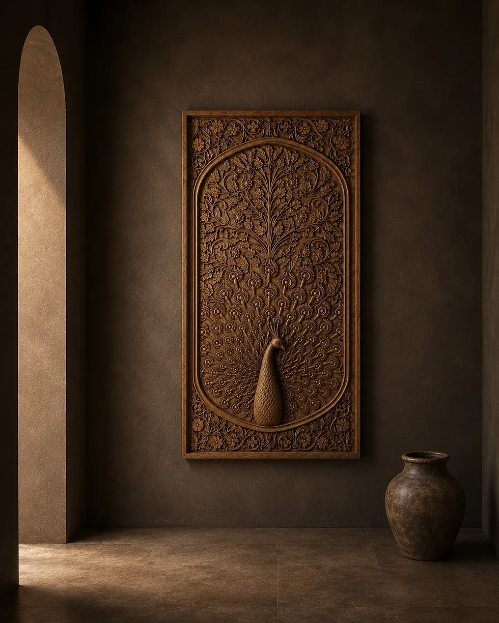 carved wooden wall decor panel