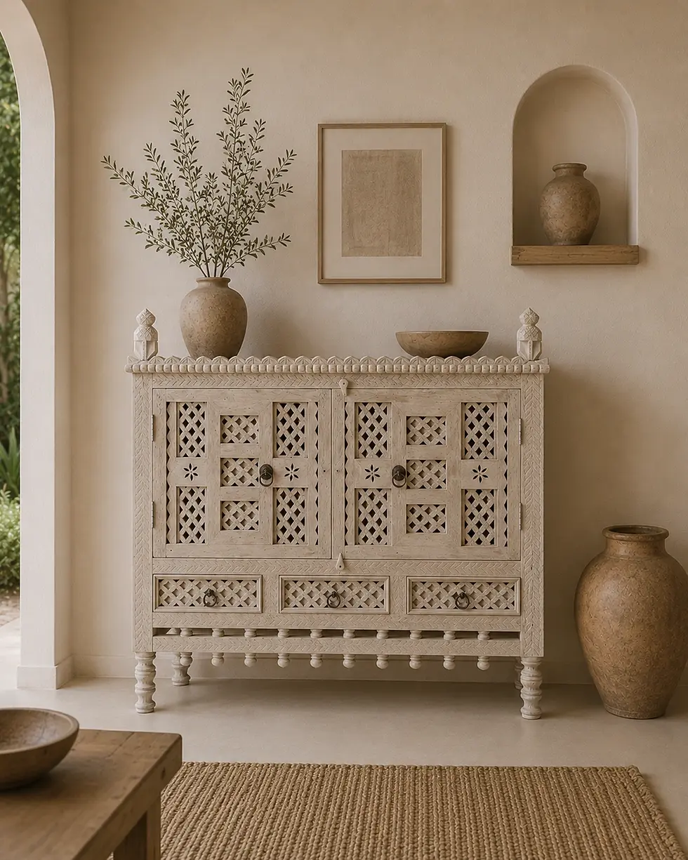 carved wooden damchiya cabinet