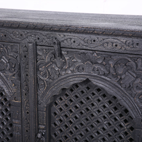 rustic black wooden sideboard