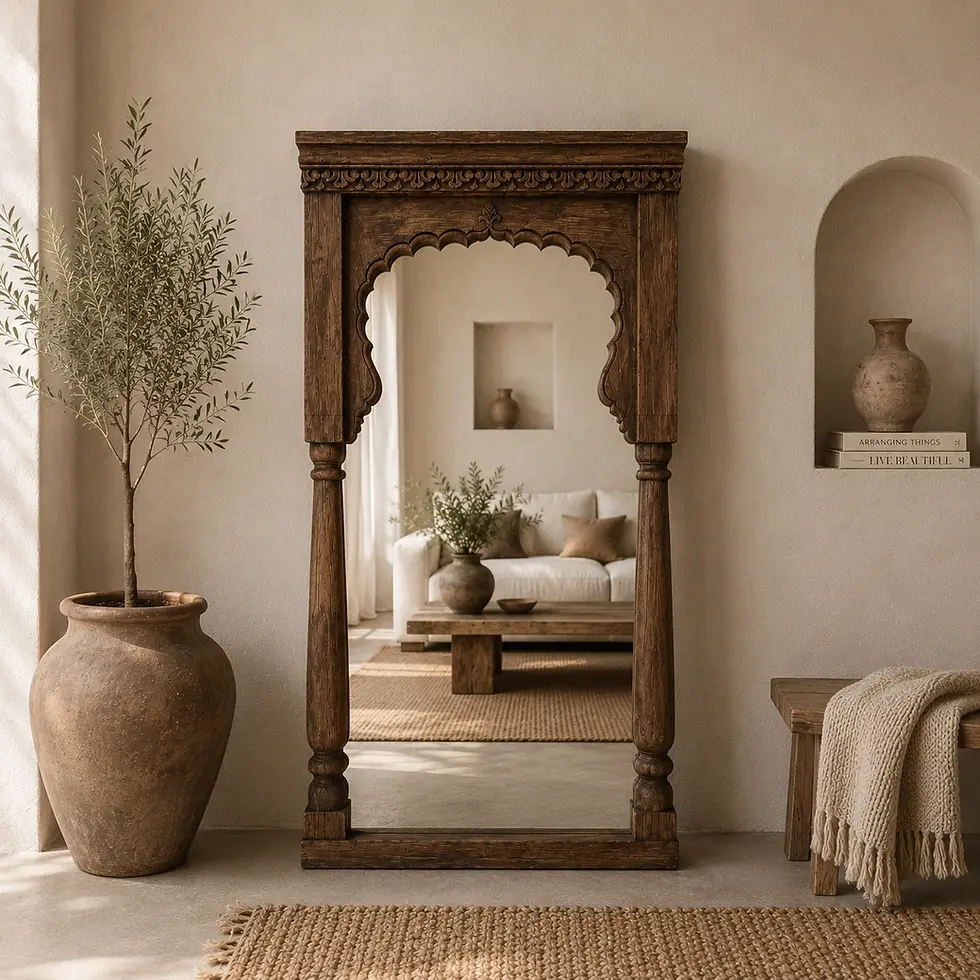 carved wooden wall mirror
