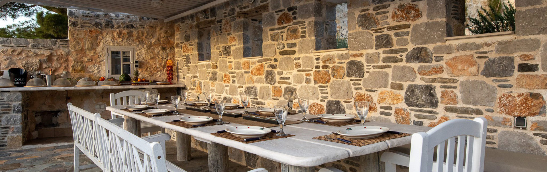 BBQ area. Villa Michel-Angelo, vacational rentals, Karpathos, Greek Islands.