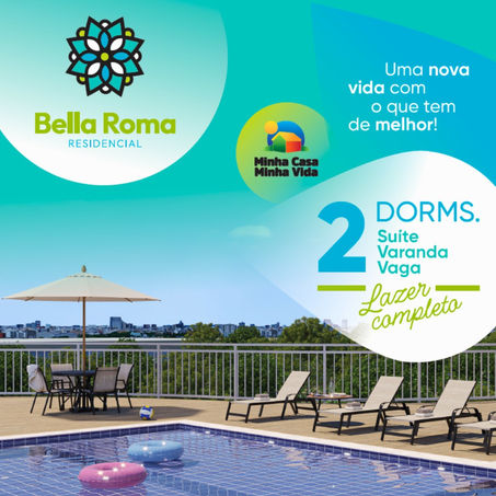 Área de lazer do empreendimento com piscina.