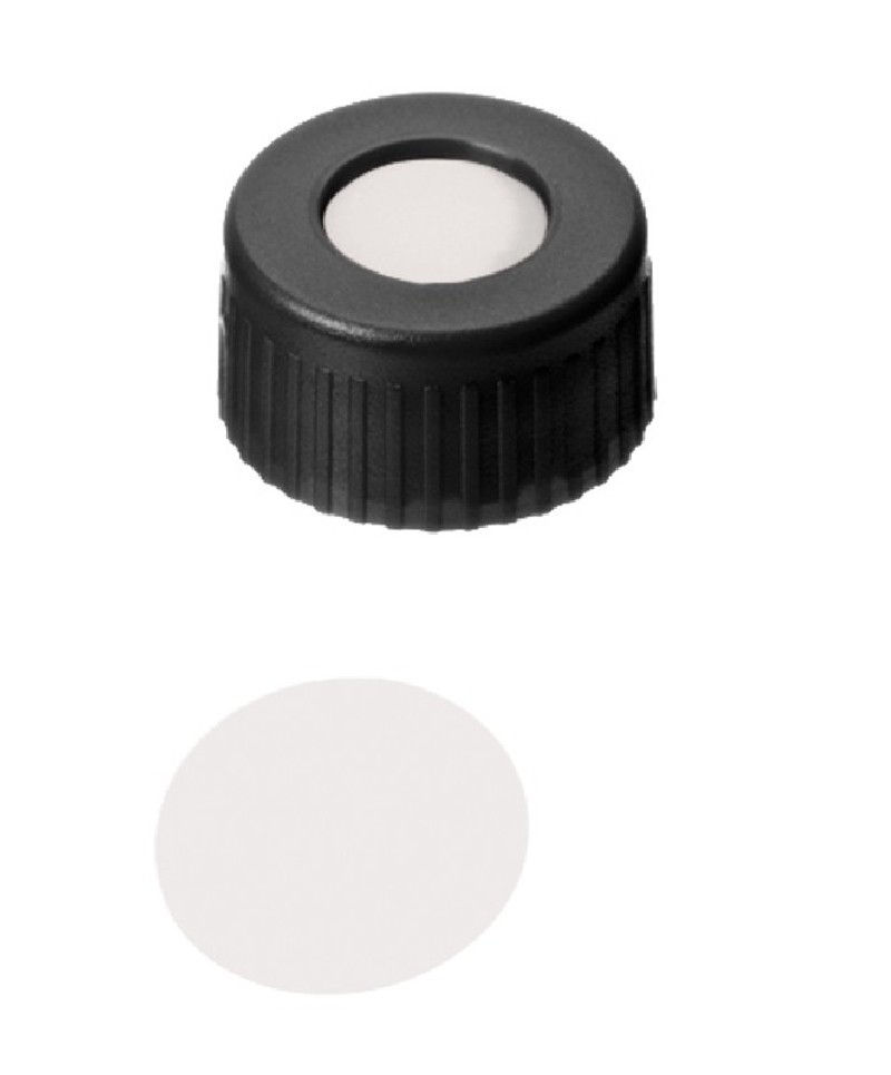 Tappo a vite nero, 8mm con setto PTFE/silicone