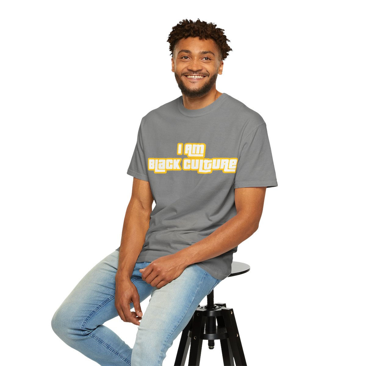 Man in I AM BLACK CULTURE t-shirt
